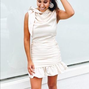 Champagne silk neck dress from Herring stones